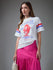 Womens Printed Round Neck Oversized Fit Tshirt
