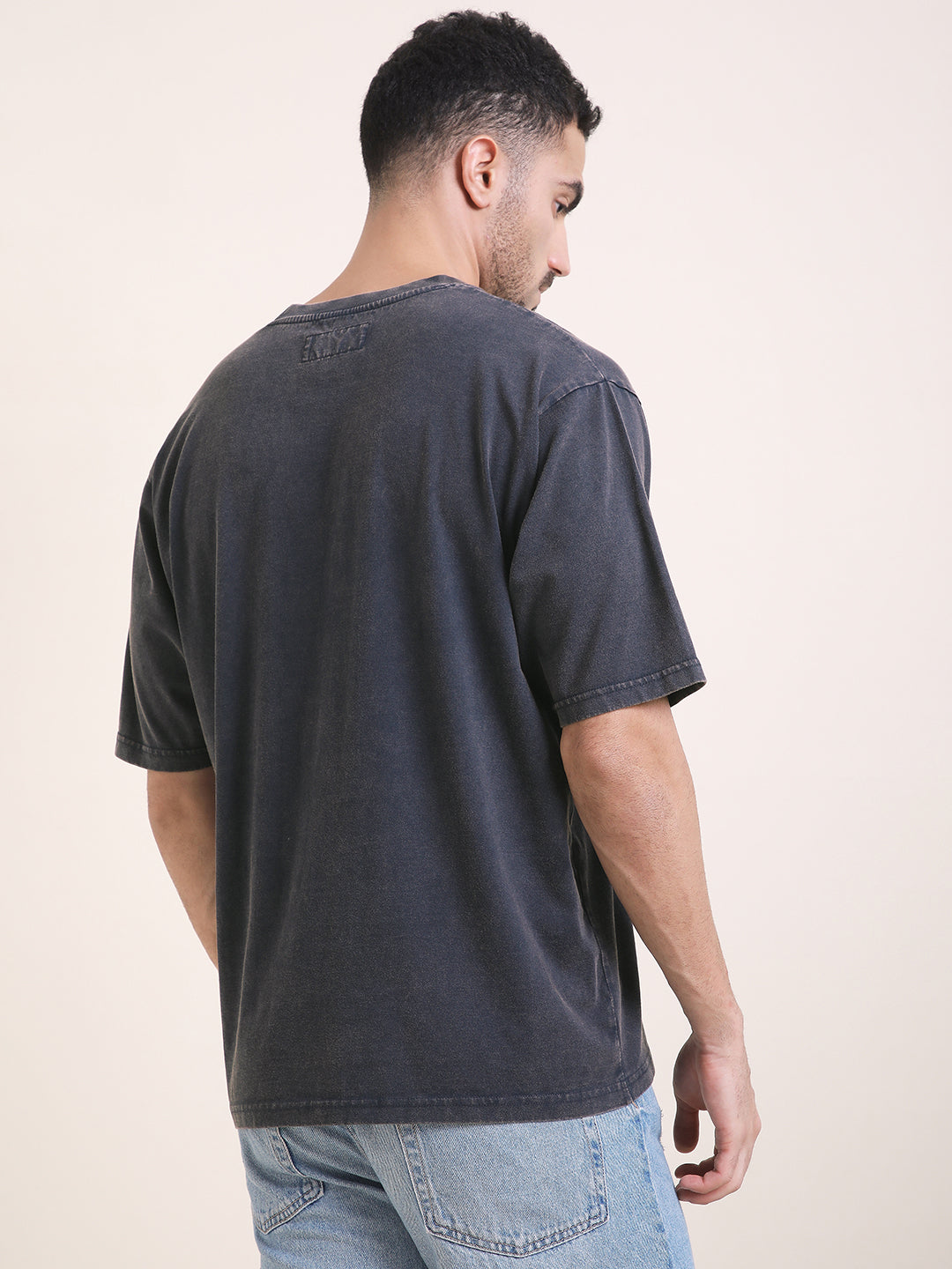 Mens Half Sleeve Round Neck Puff Print Oversized Fit Tshirts