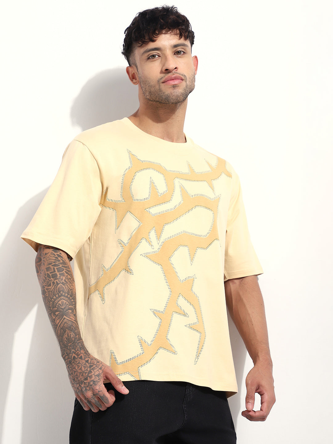 Mens Half Sleeve Round Neck Printed Oversized Fit Tshirts