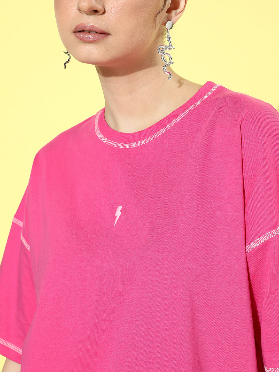 Womens Half Sleeve Drop Shoulder Plain Oversized Fit T-Shirts