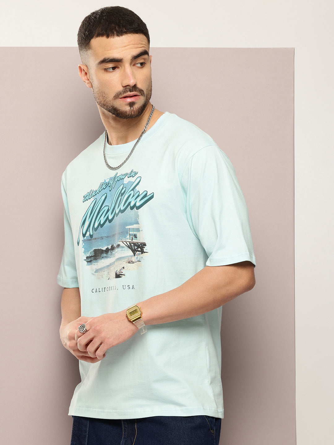 Mens Half Sleeve Round Neck Printed Oversized Fit Tshirts