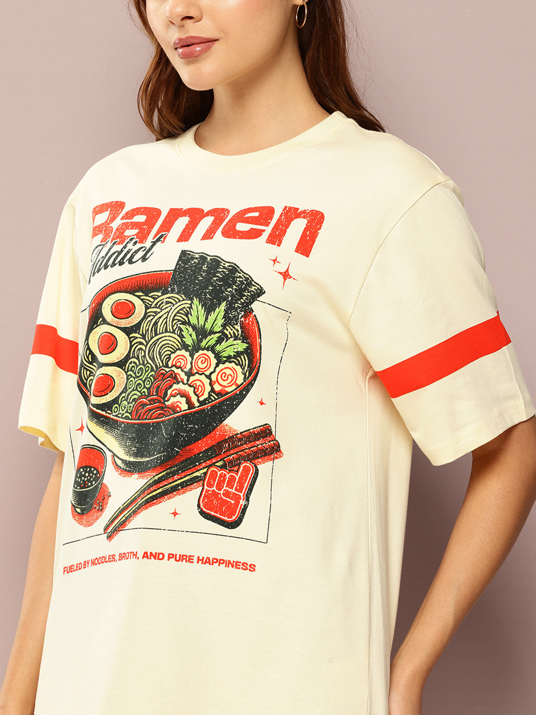 Womens Short Sleeve Printed Oversized Fit Tshirt