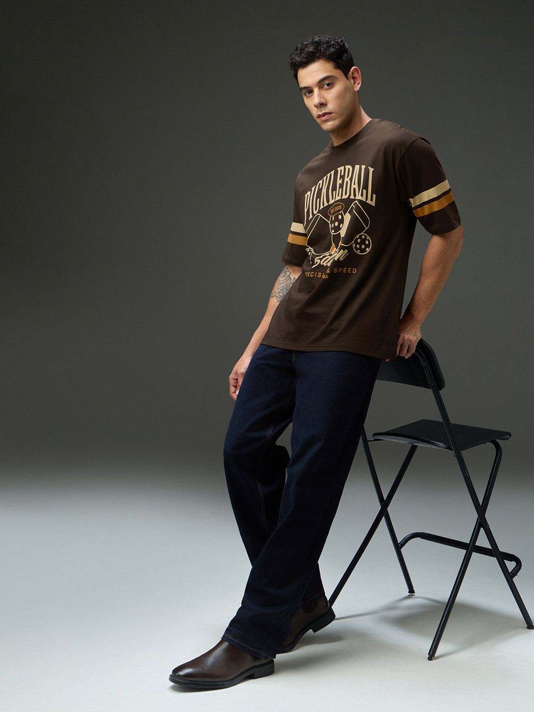 Mens Round Neck Half Sleeve Printed Oversized Fit Tshirt