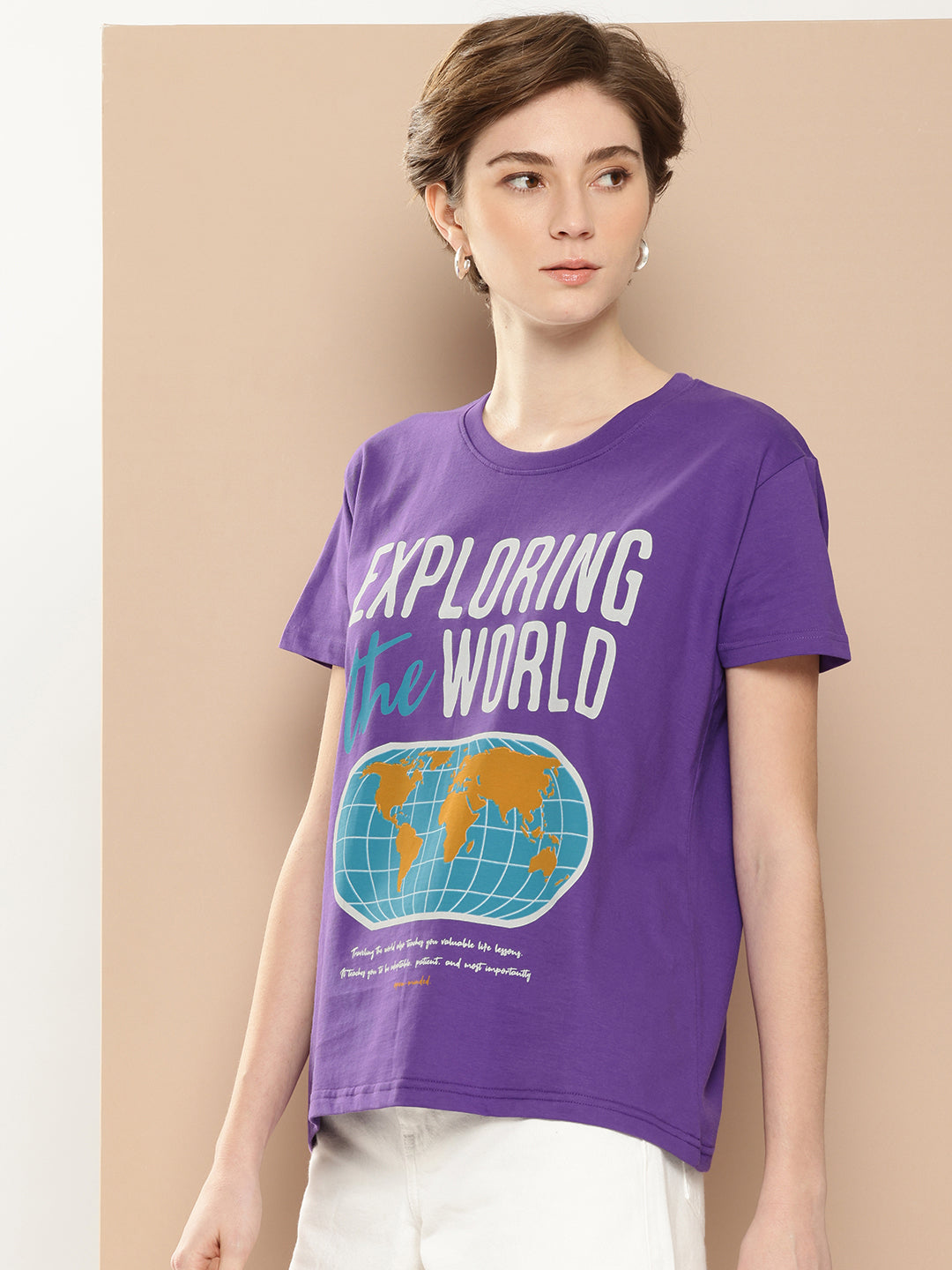 Womens Half Sleeve Round Neck Printed Boxy Fit Tshirts