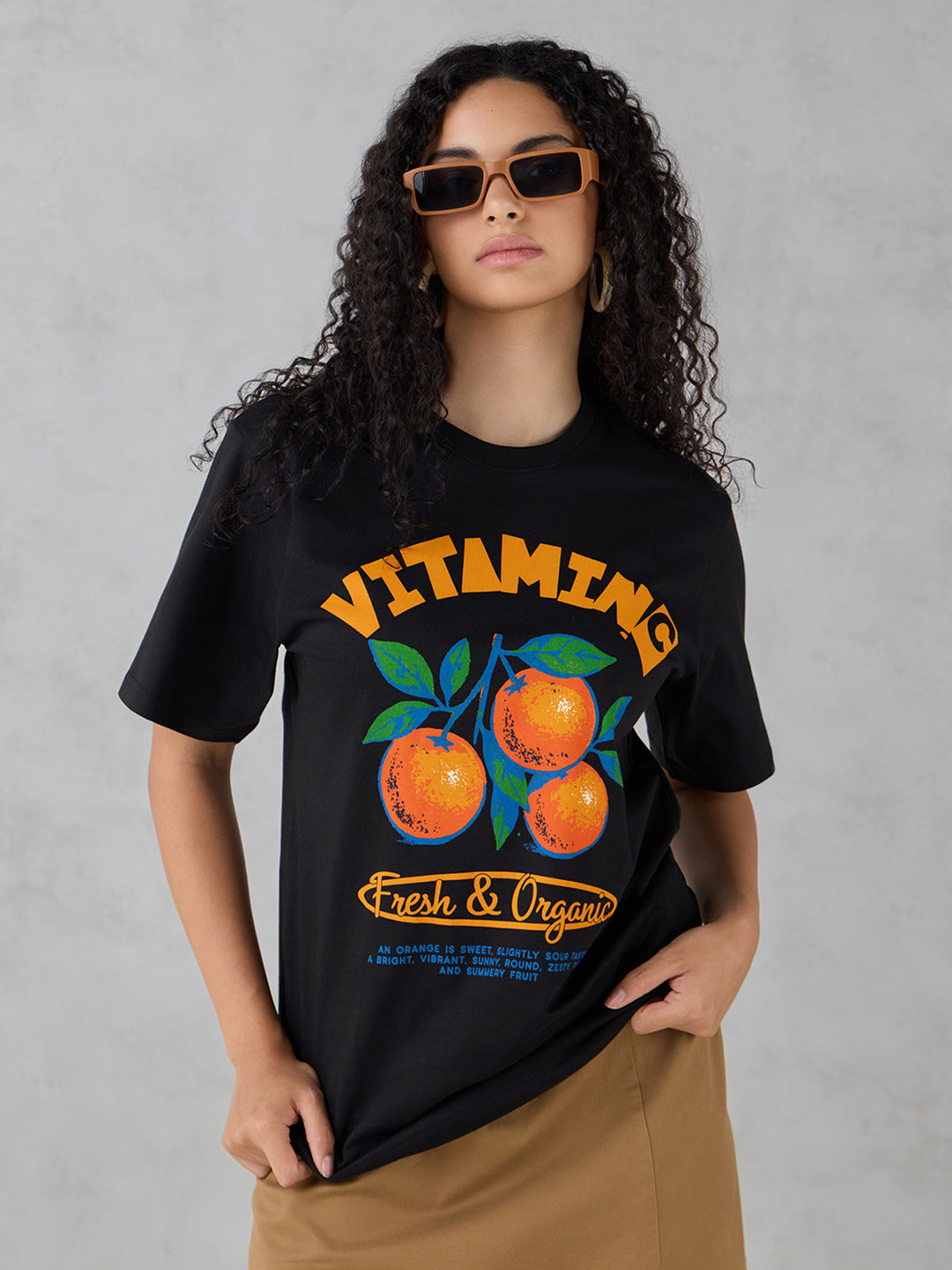 Womens Half Sleeve Printed Oversized Fit Tshirt