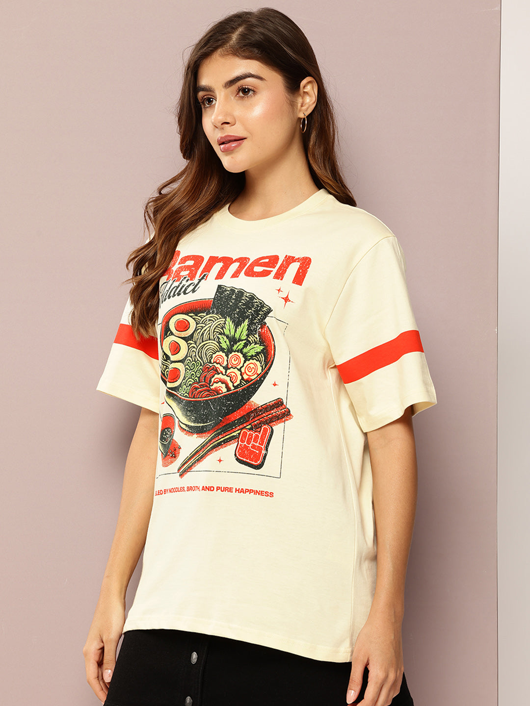 Womens Short Sleeve Printed Oversized Fit Tshirt