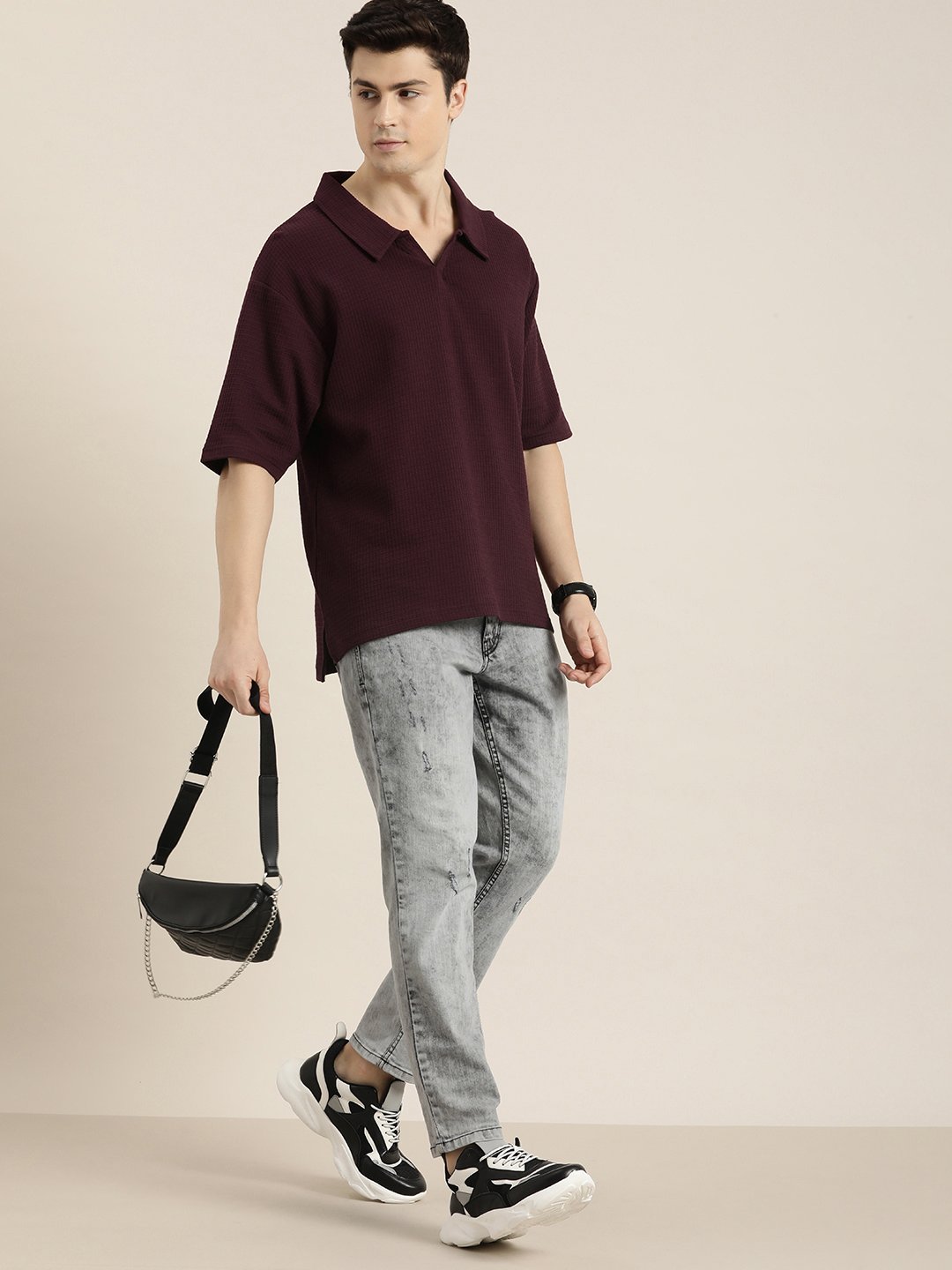 Mens Short Sleeve Polo Oversized Fit Polo T-Shirt