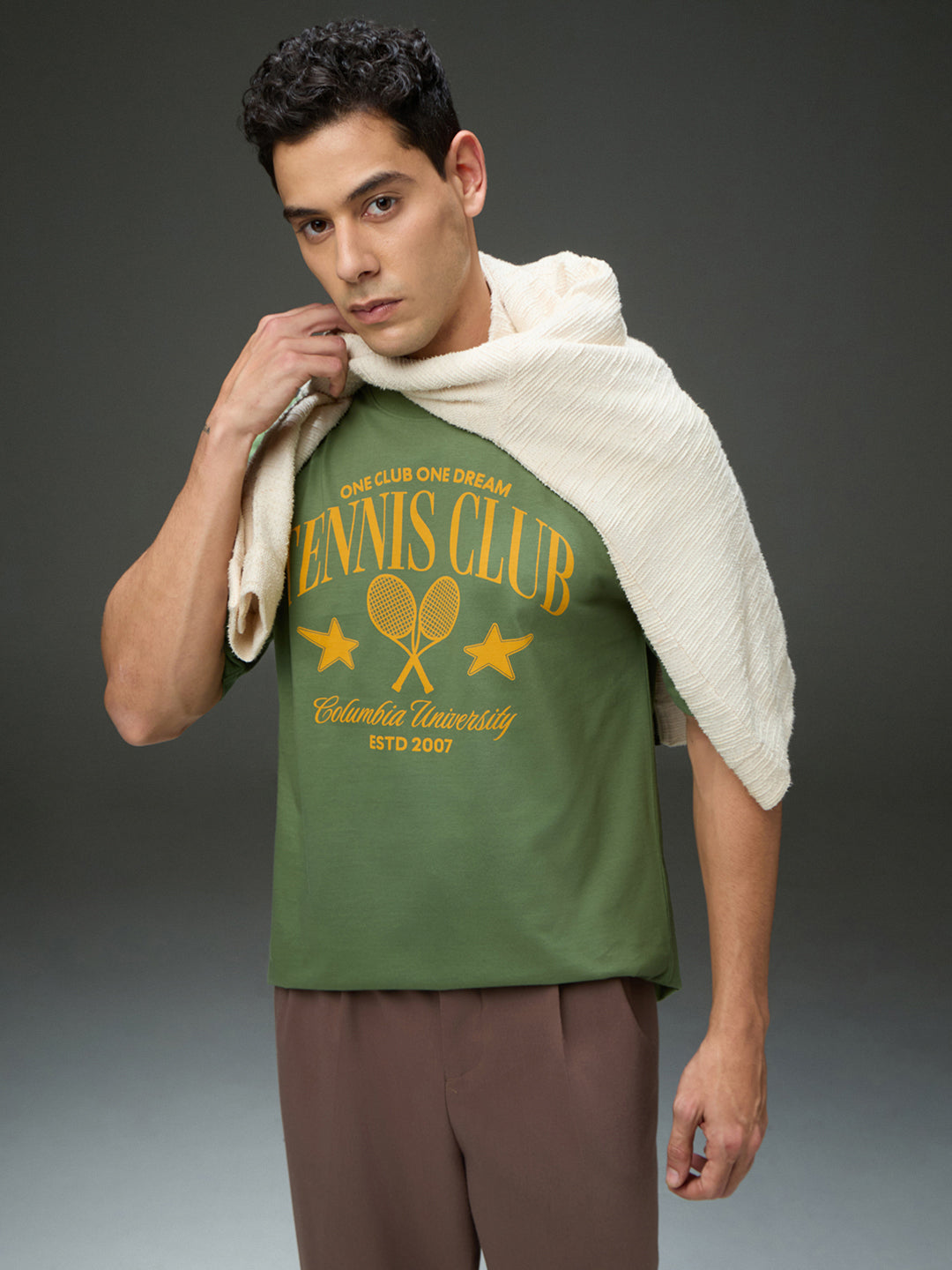 Mens Round Neck Half Sleeve Printed Oversized Fit Tshirt