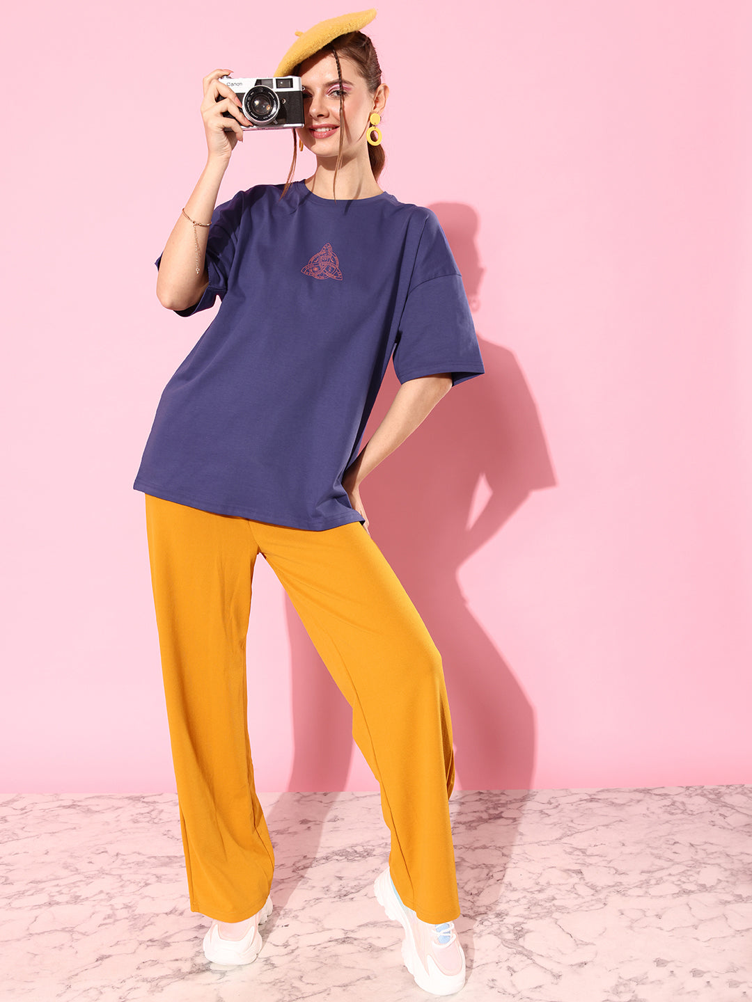 Womens Half Sleeve Drop Shoulder Printed Oversized Fit T-Shirts