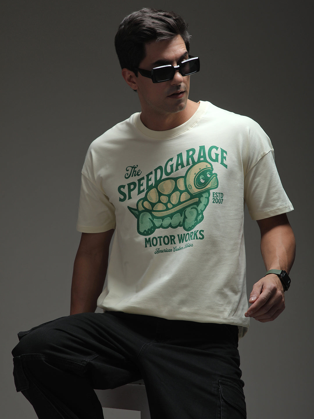 Mens Half Sleeve Drop Shoulder Printed Oversized Fit T-Shirts