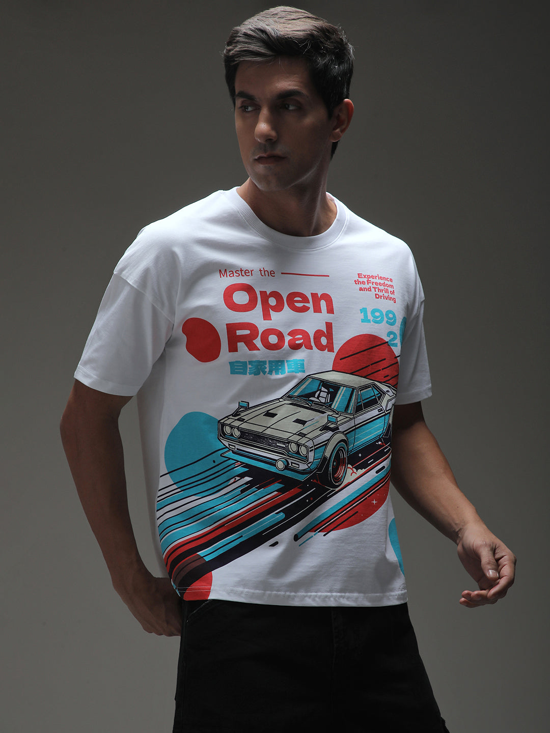 Mens Half Sleeve Drop Shoulder Printed Oversized Fit T-Shirts