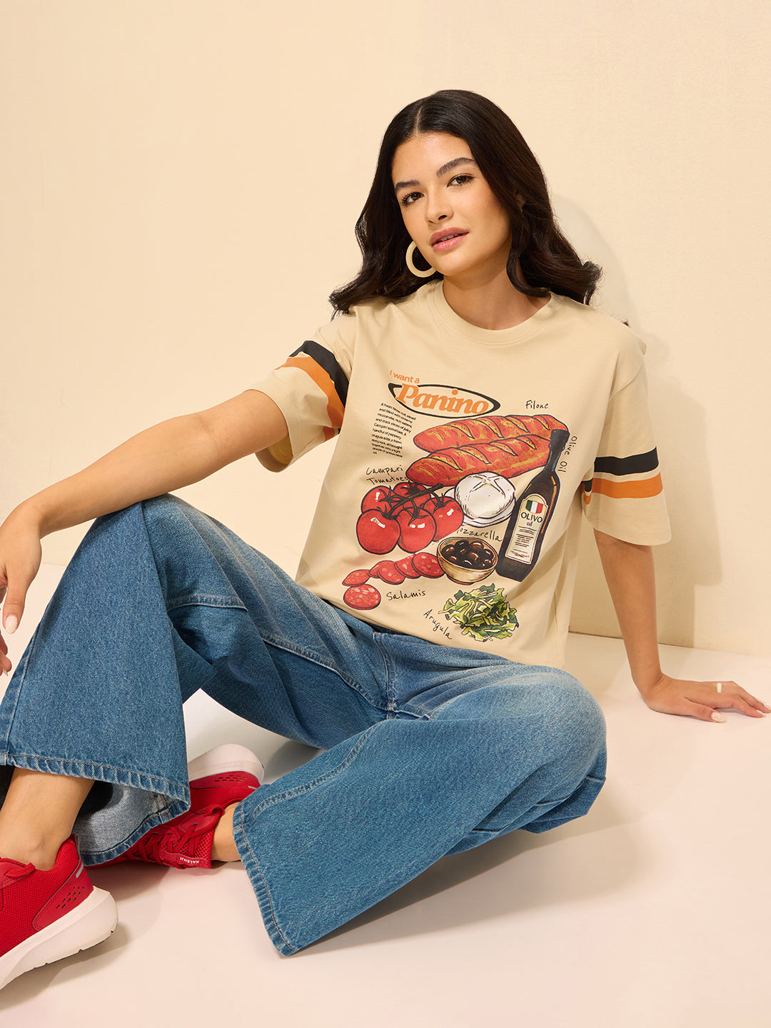 Womens Printed Oversized Cotton T-Shirt