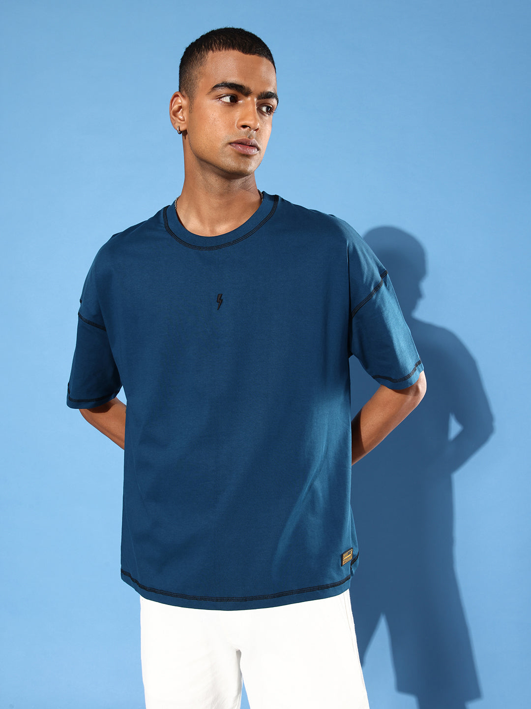 Mens Half Sleeve Drop Shoulder Plain Oversized Fit T-Shirts