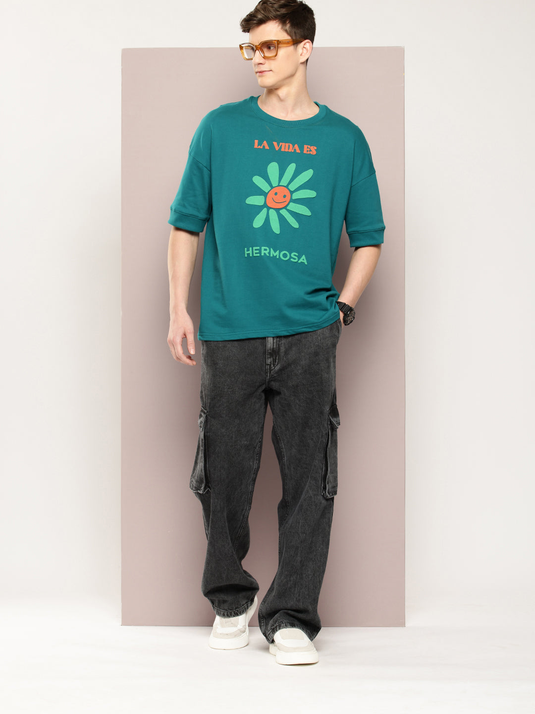 Mens Half Sleeve Round Neck Printed Oversized Fit Tshirts