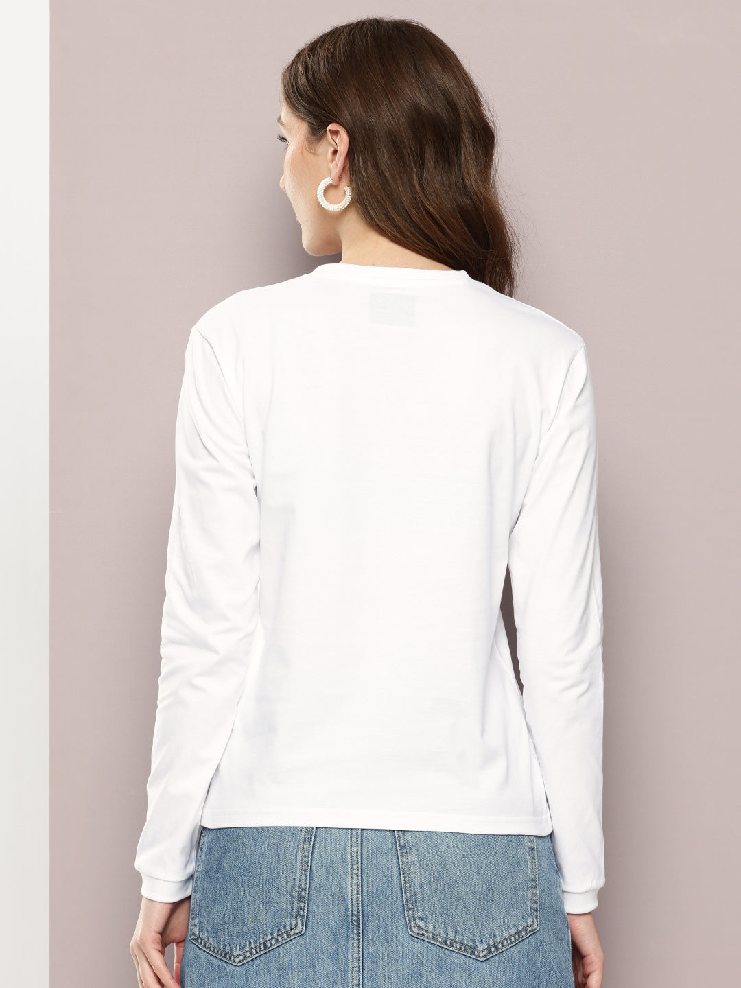 Womens Full Sleeve V-Neck Solid Regular Fit Tshirts