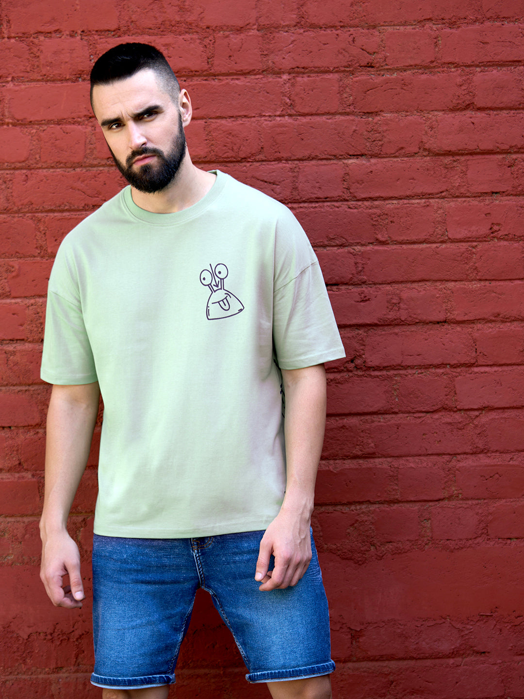 Mens Half Sleeve Drop Shoulder Printed Oversized Fit T-Shirts