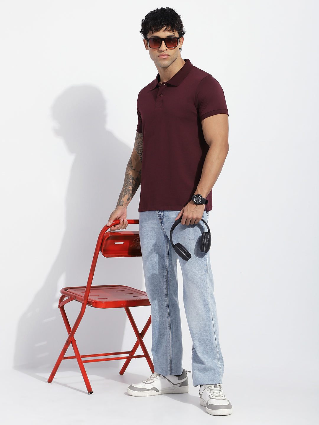 Mens Half Sleeve Polo Neck Solid Regular Fit Tshirts