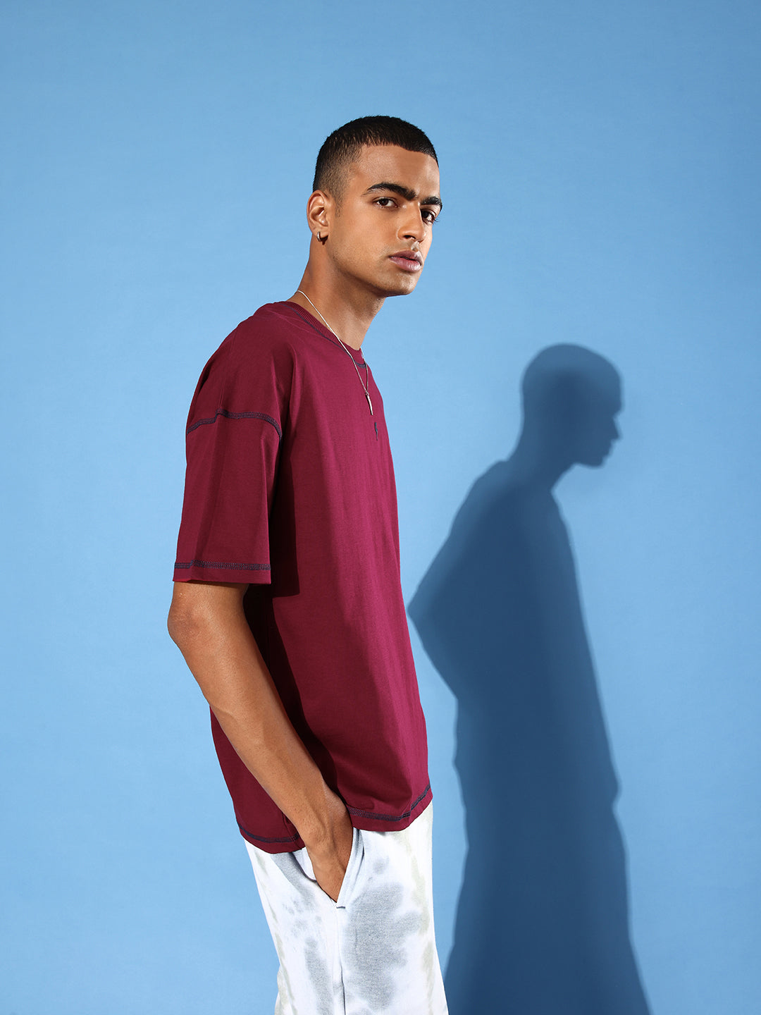 Mens Half Sleeve Drop Shoulder Plain Oversized Fit T-Shirts