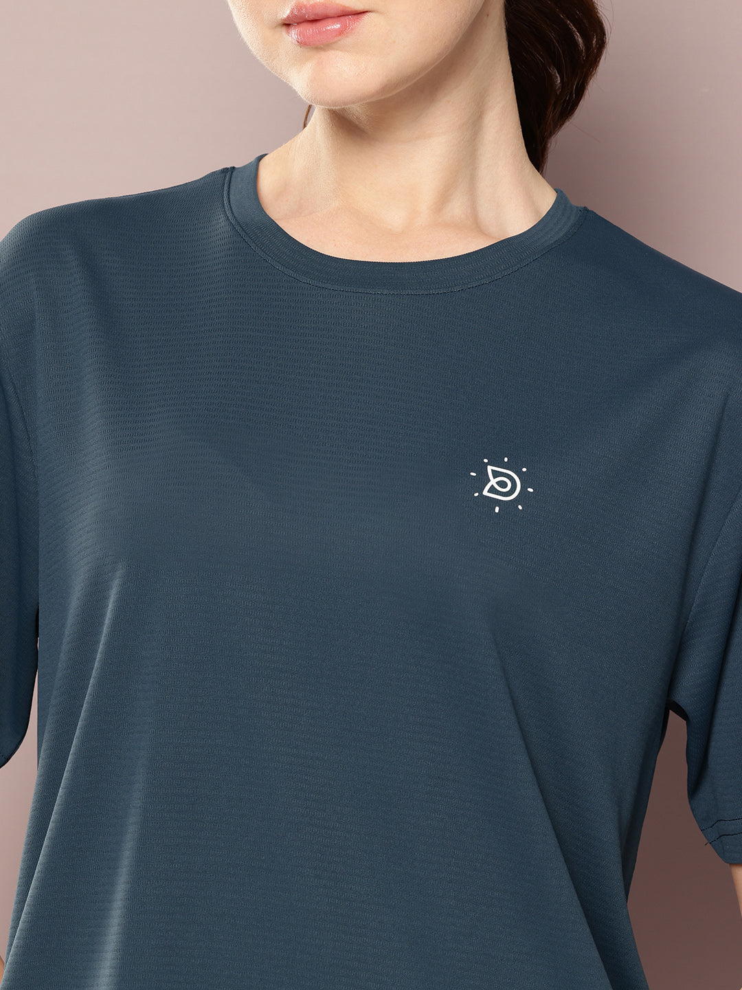 Womens Short Sleeve Round Neck Oversized Polyster Tshirt