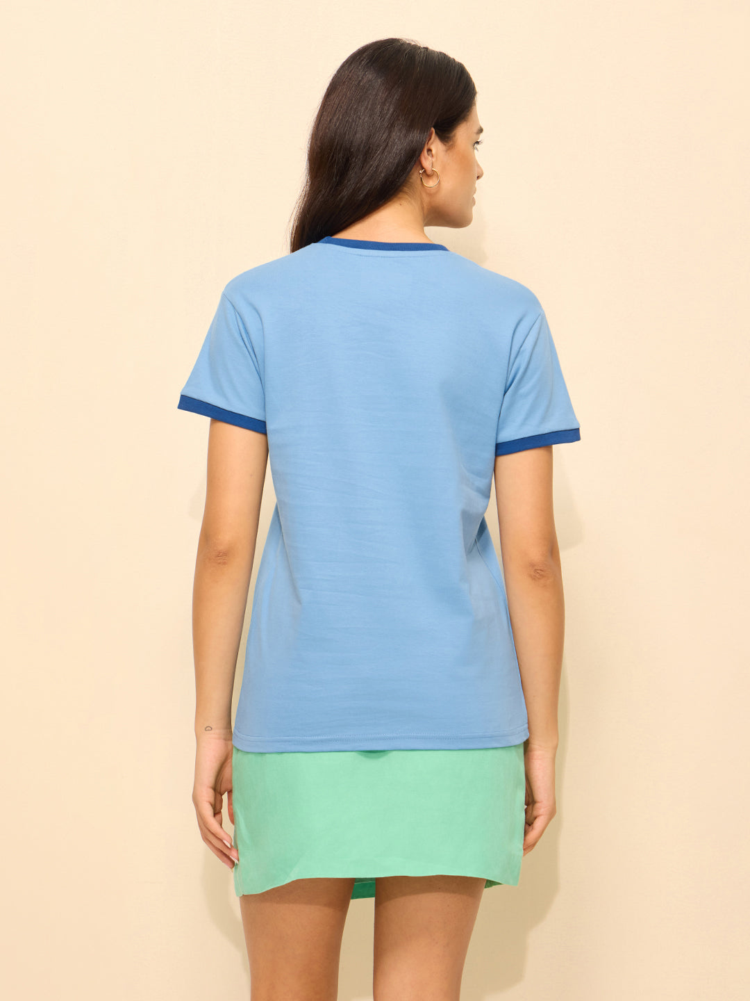 Womens Embroidery Regular Fit Cotton T-Shirt