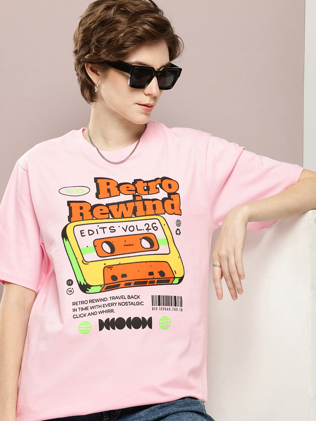 Womens Half Sleeve Round Neck Printed Oversized Fit Tshirts