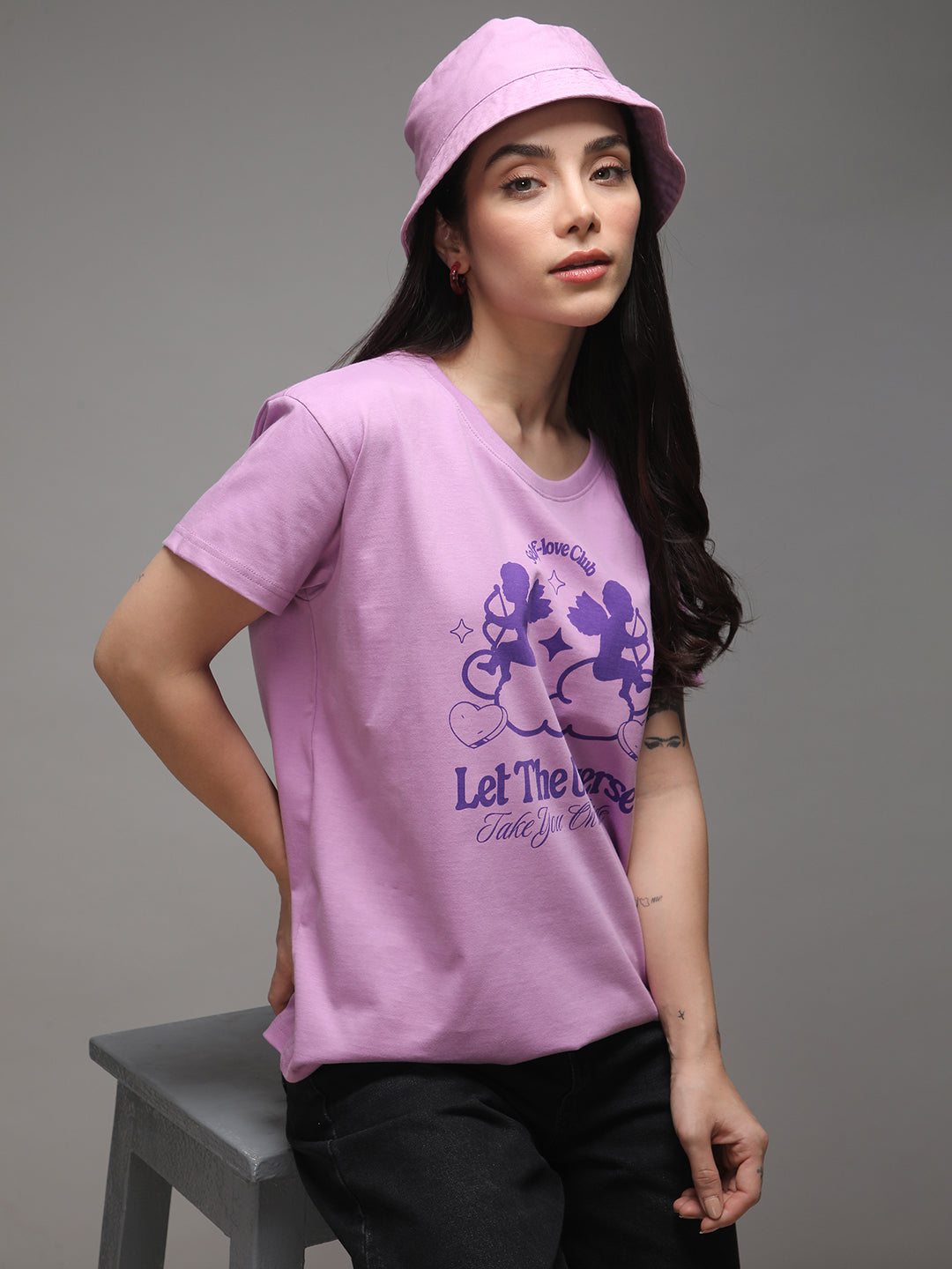 Womens Half Sleeve Round Neck Printed Boxy Fit Tshirts