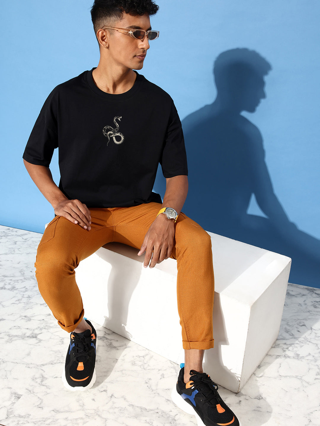 Mens Half Sleeve Drop Shoulder Printed Oversized Fit T-Shirts