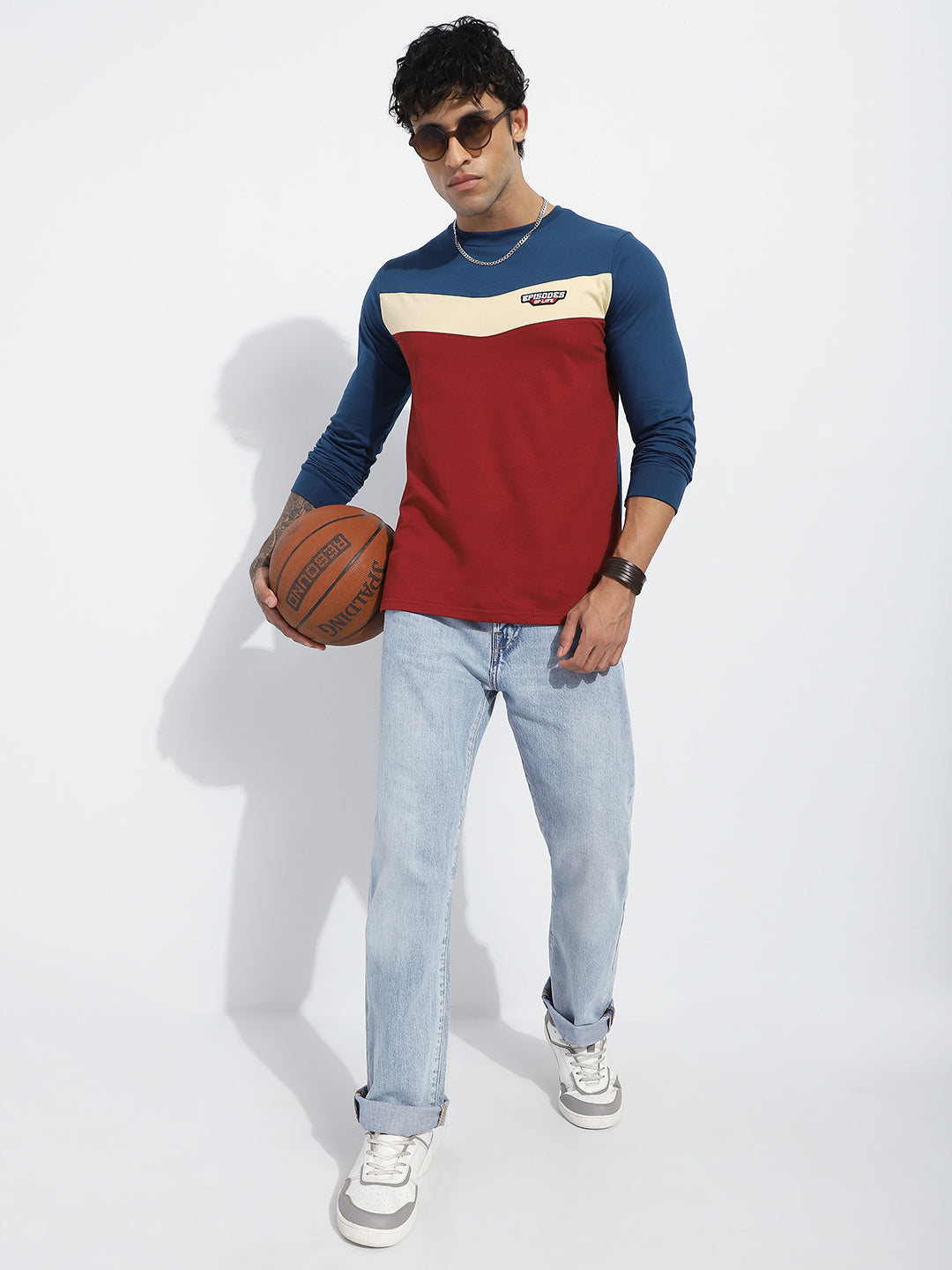 Mens Full Sleeve Round Neck Embroidered Regular Fit Tshirts