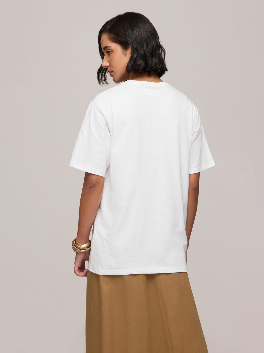 Womens Printed Oversized Fit Cotton T-Shirt