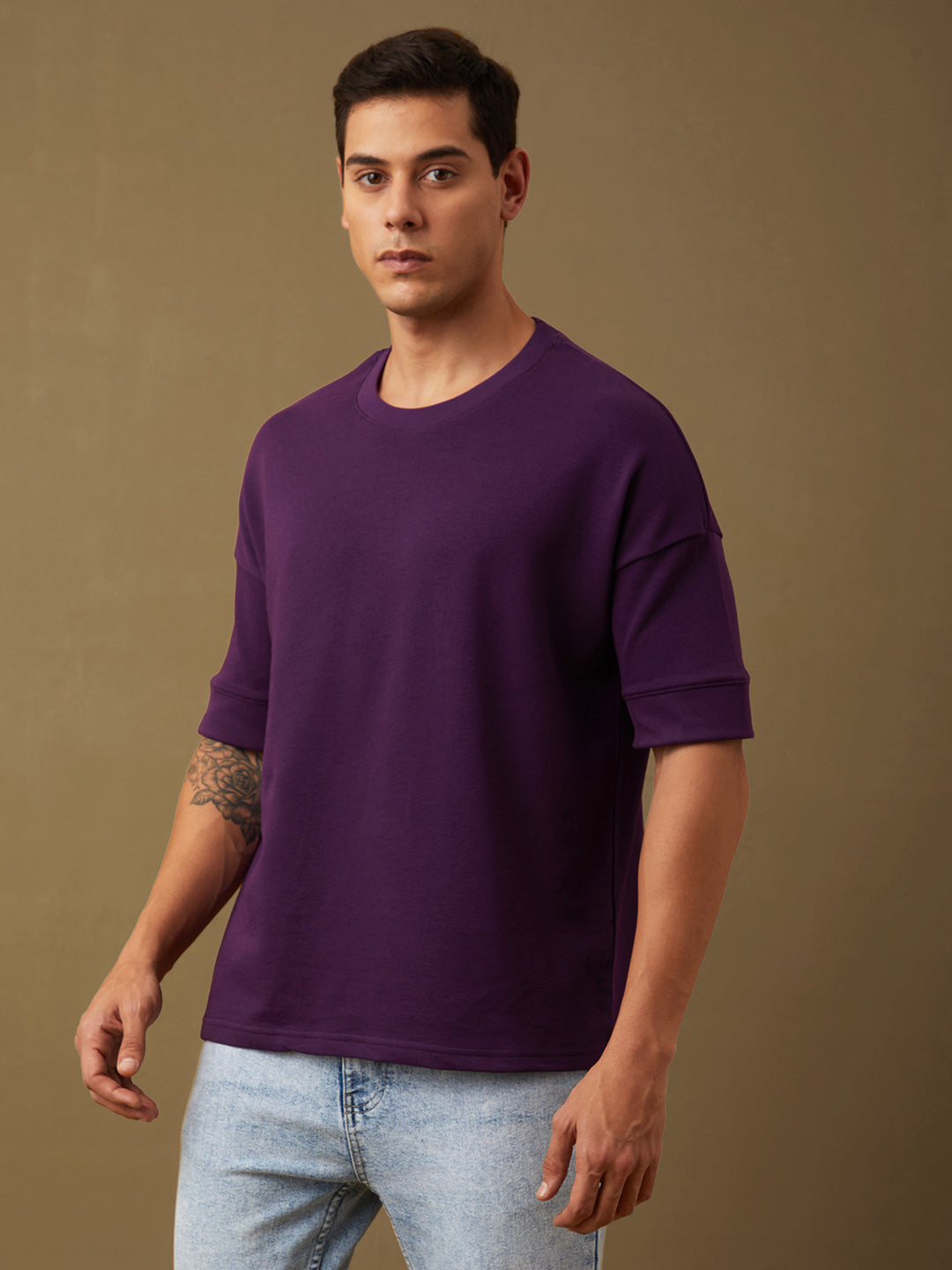 Mens Half Sleeve Round Neck Oversized Fit T-Shirts