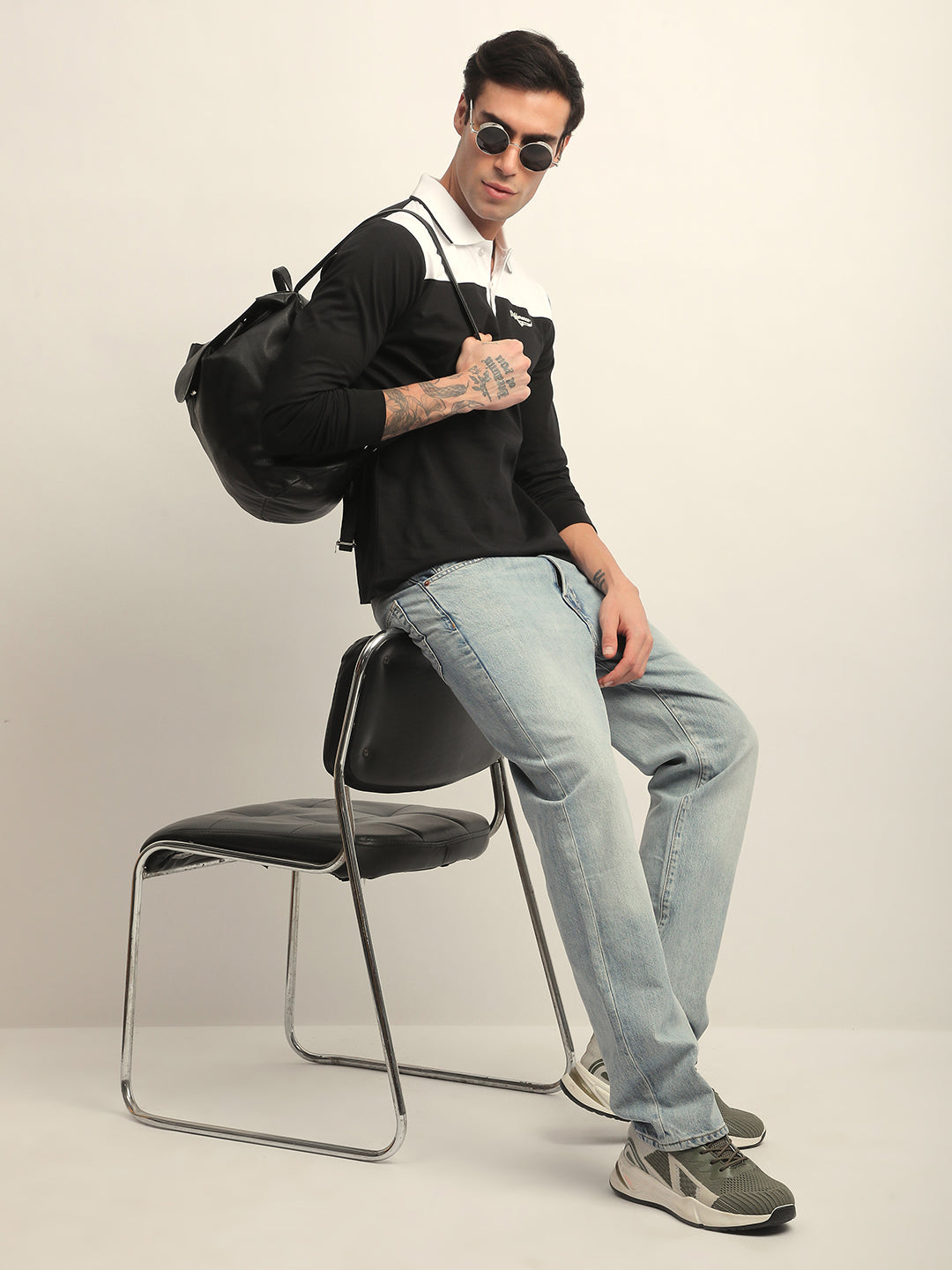 Mens Full Sleeve Polo Neck Printed Regular Fit Tshirts