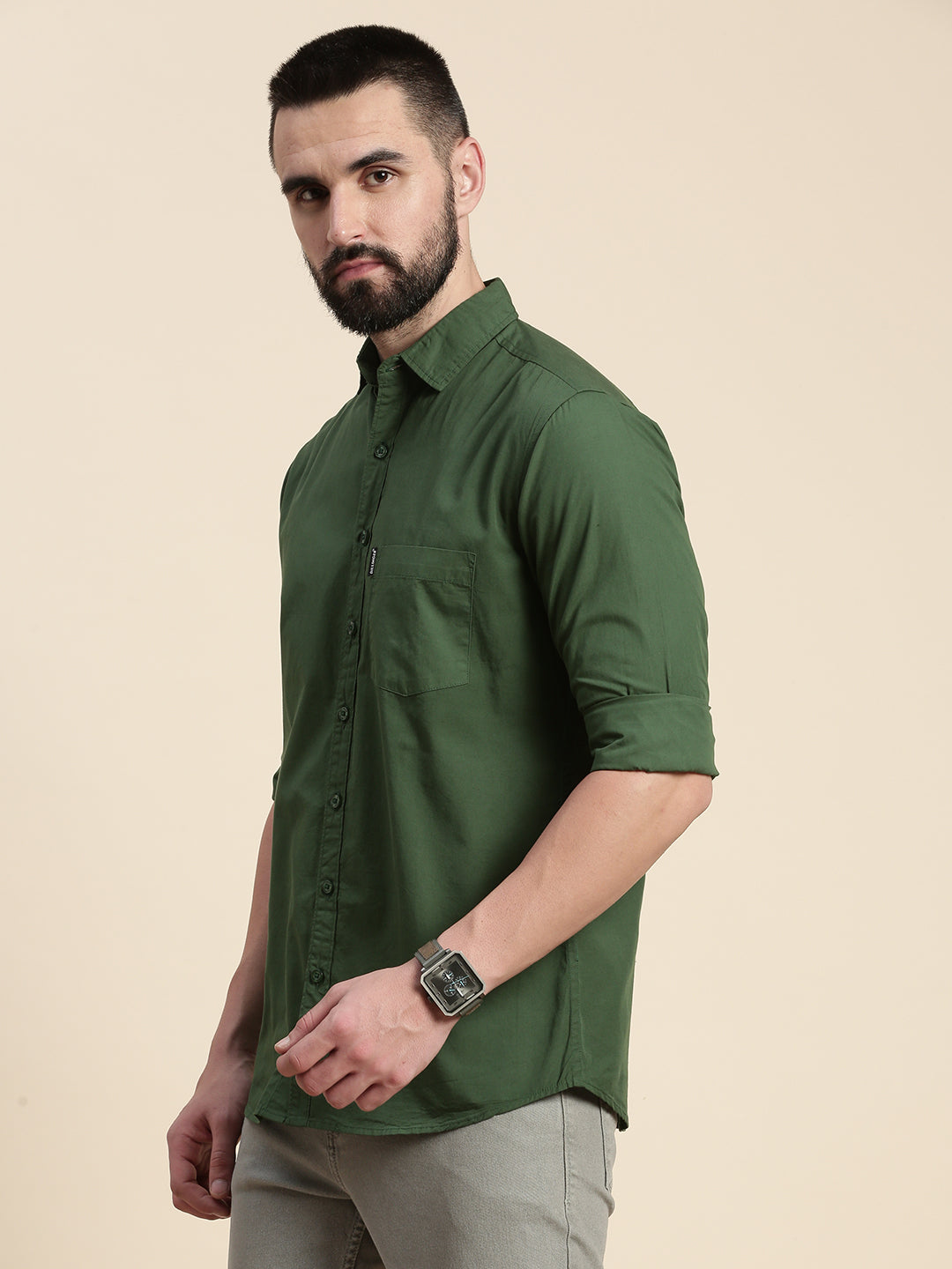Mens Plain Full Sleeve Shirt With Pocket