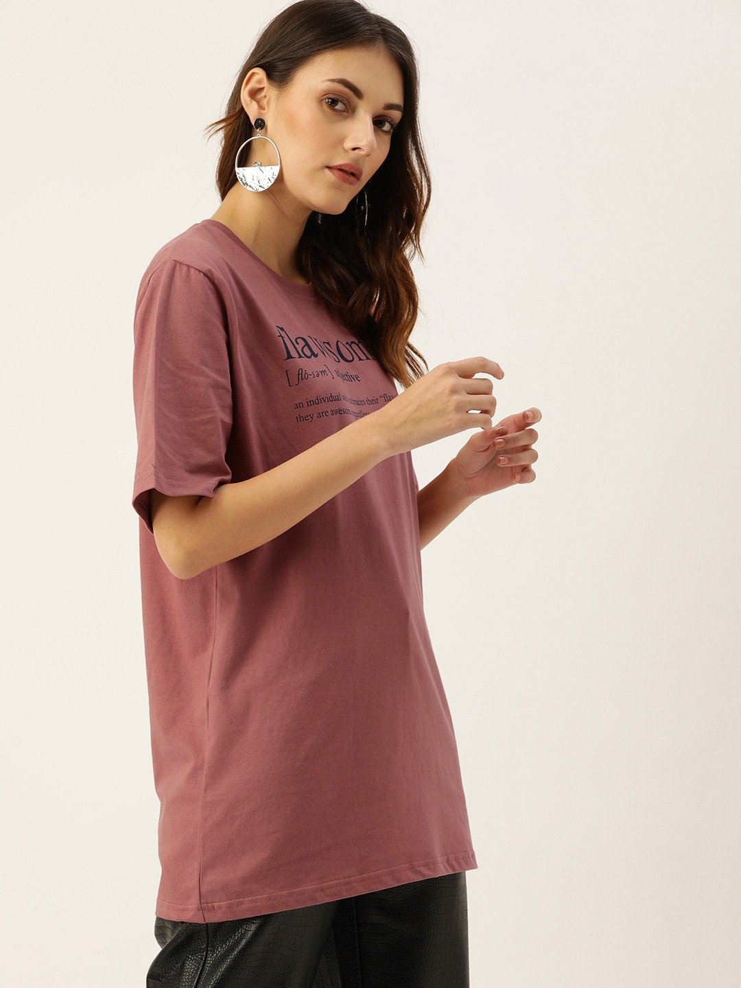 Womens Half Sleeve Round Neck Oversized Fit T-Shirts