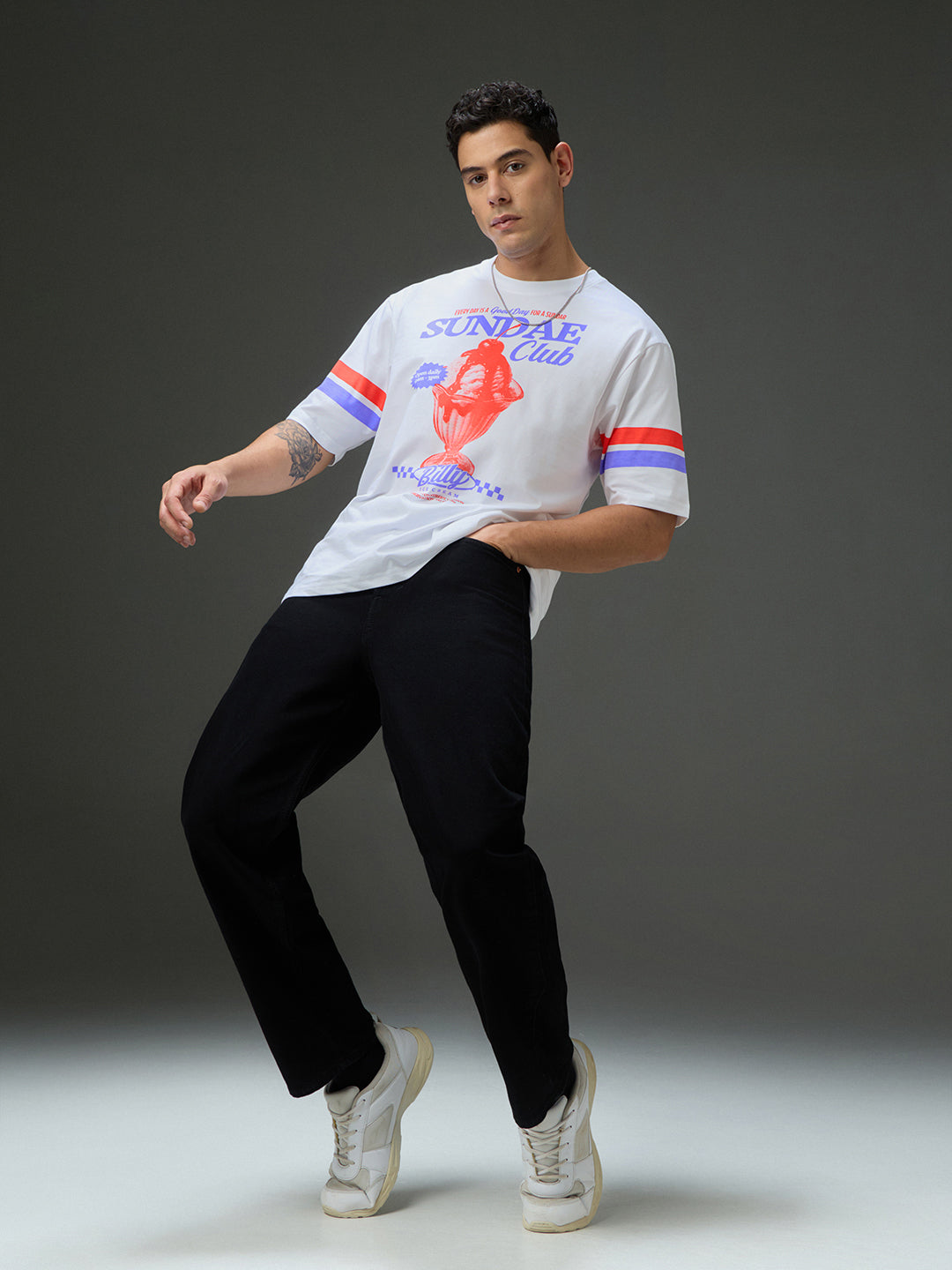 Mens Round Neck Half Sleeve Printed Oversized Fit Tshirt