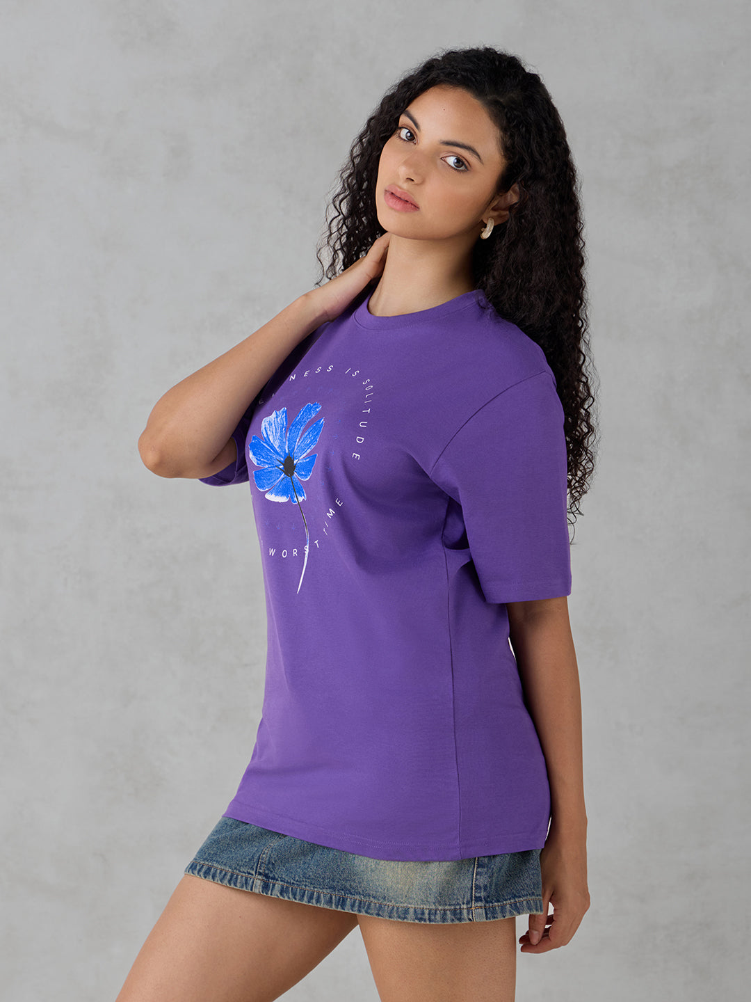Womens Half Sleeve Printed Oversized Fit Tshirt