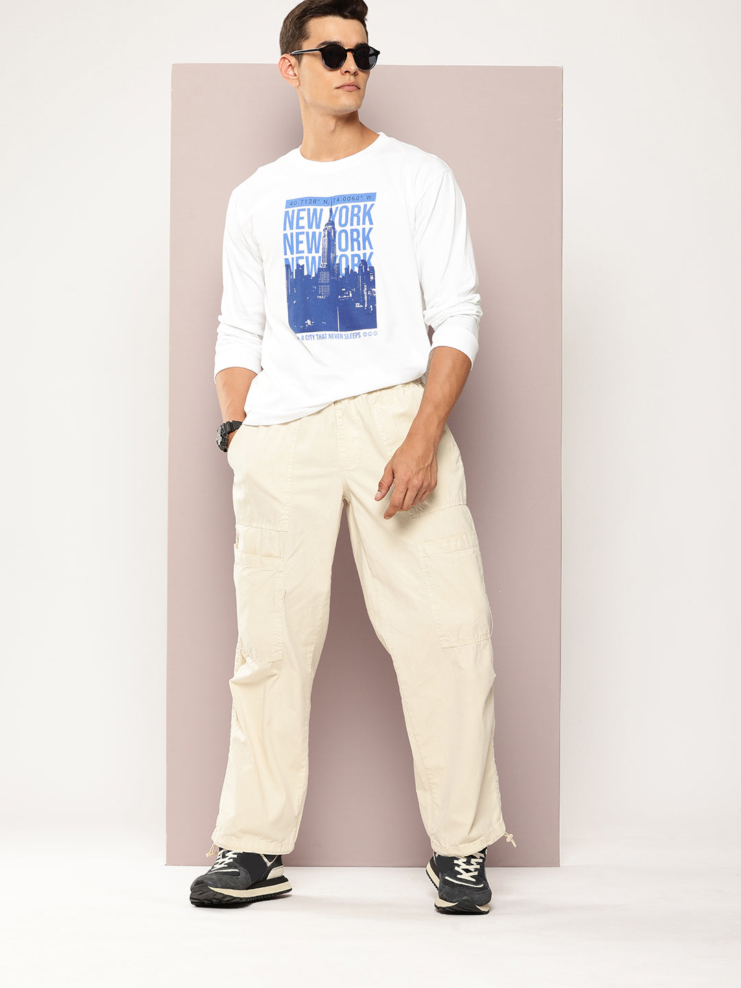Mens Full Sleeve Round Neck Printed Oversized Fit Tshirts