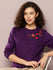 Womens Full Sleeve Round Neck Embroidered Oversized Fit Tshirts