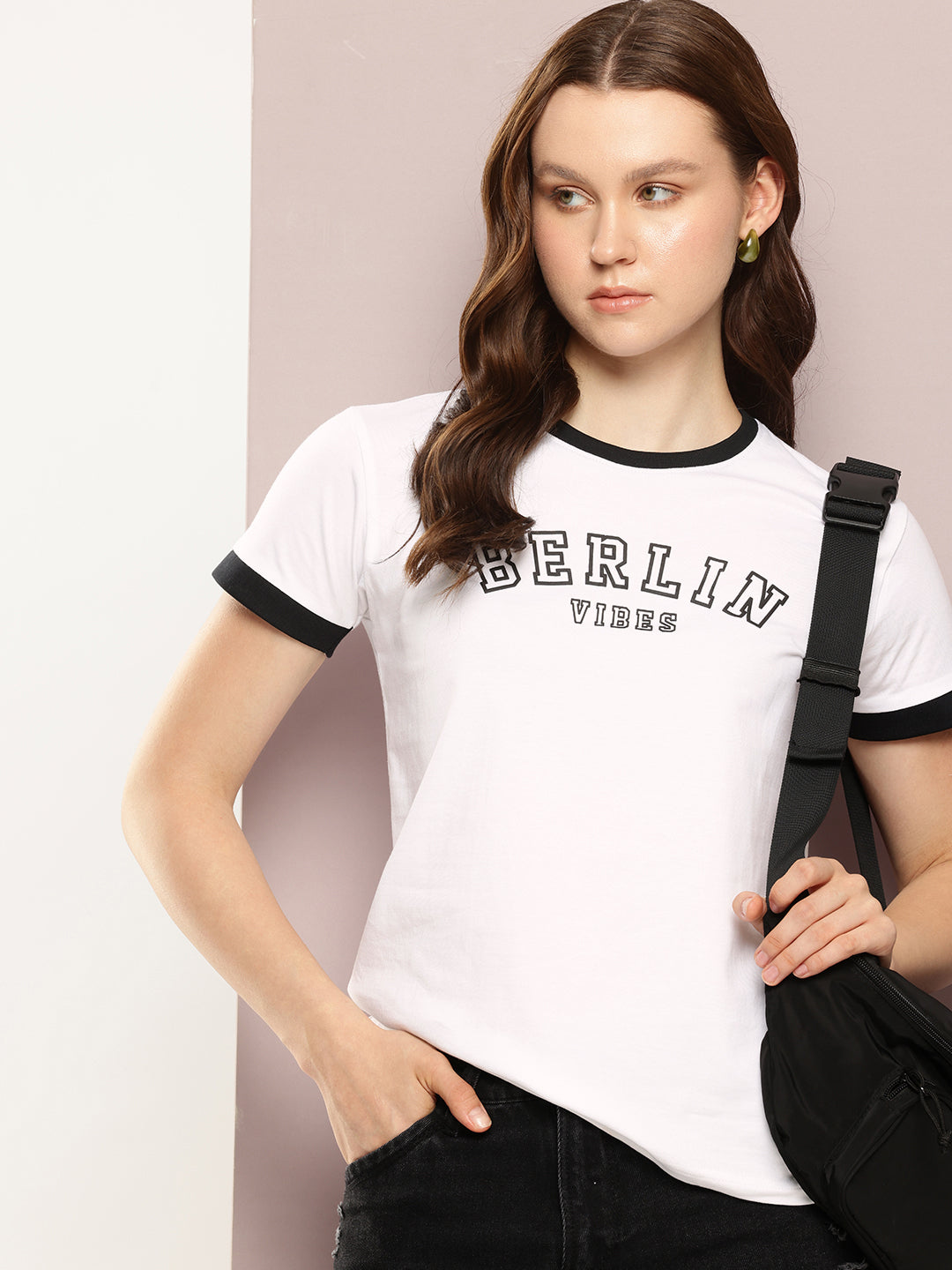 Womens Half Sleeve Round Neck Printed Regular Fit Tshirts