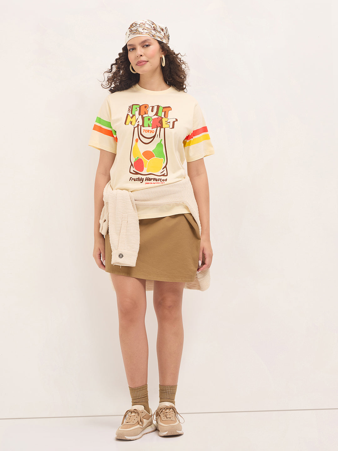 Womens Half Sleeve Round Neck Puff Print Oversized Fit Tshirts