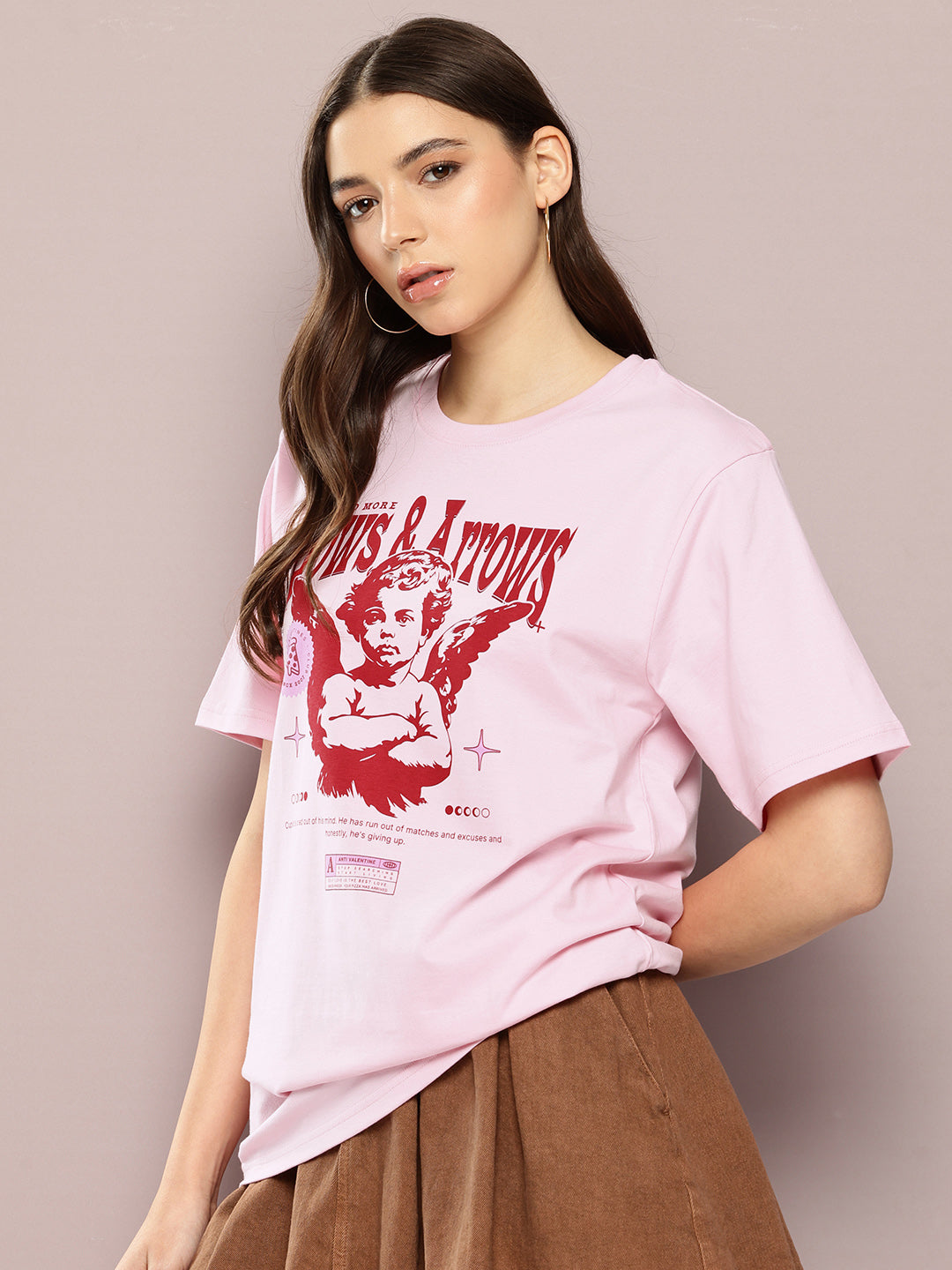 Womens Half Sleeve Round Neck Printed Oversized Fit Tshirts