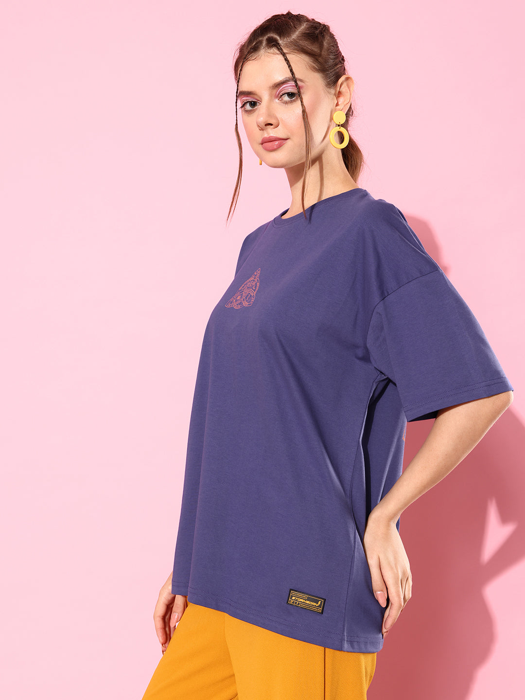 Womens Half Sleeve Drop Shoulder Printed Oversized Fit T-Shirts
