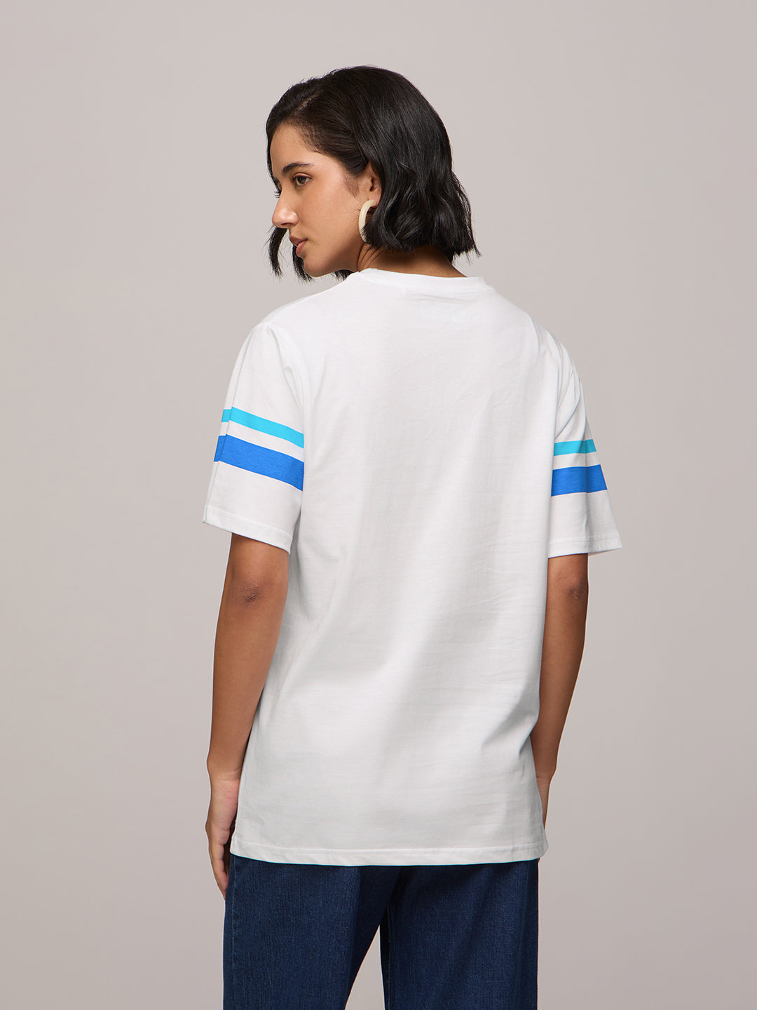 Womens Printed Oversized Fit Cotton T-Shirt
