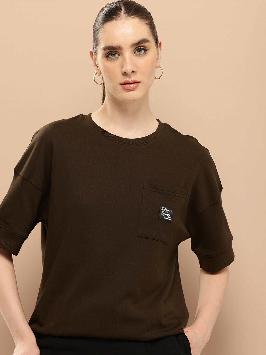 Womens Half Sleeve Round Neck Solid Oversized Fit Tshirts