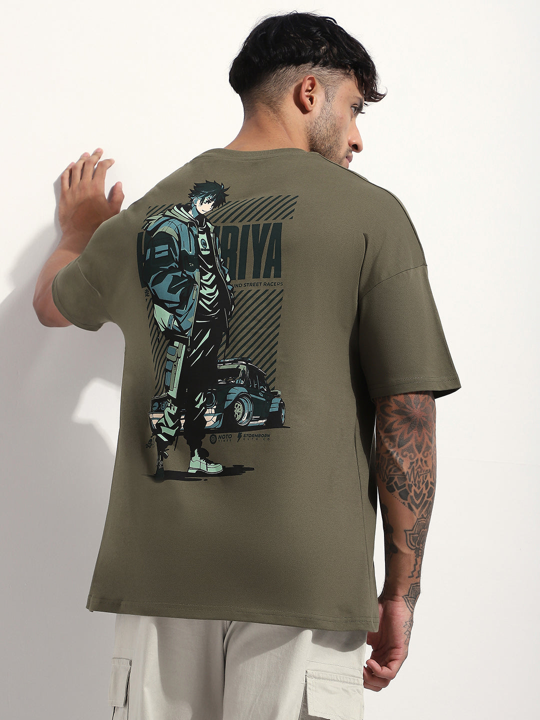 Mens Half Sleeve Drop Shoulder Printed Oversized Fit T-Shirts