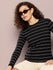 Womens Full Sleeve Round Neck All-Over Striped Regular Fit Tshirts
