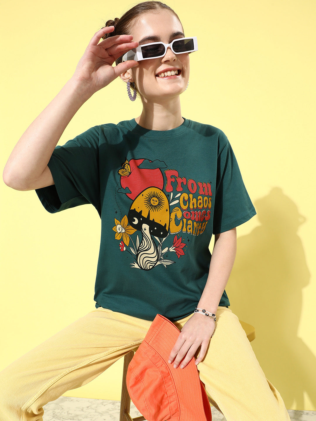 Womens Half Sleeve Round Neck Oversized Fit T-Shirts