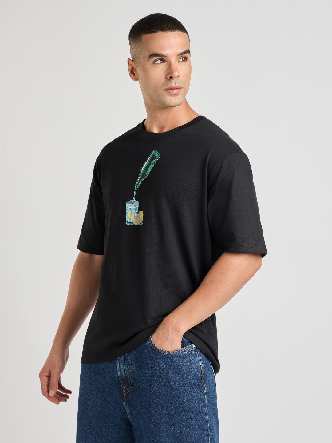Mens Printed Oversized Cotton Round Neck Tshirt