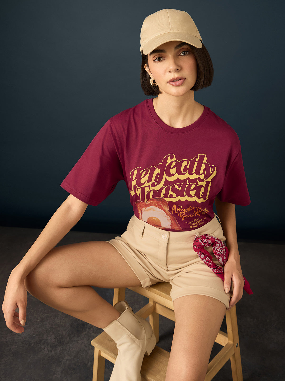 Womens Short Sleeve Printed Oversized Fit Tshirt 