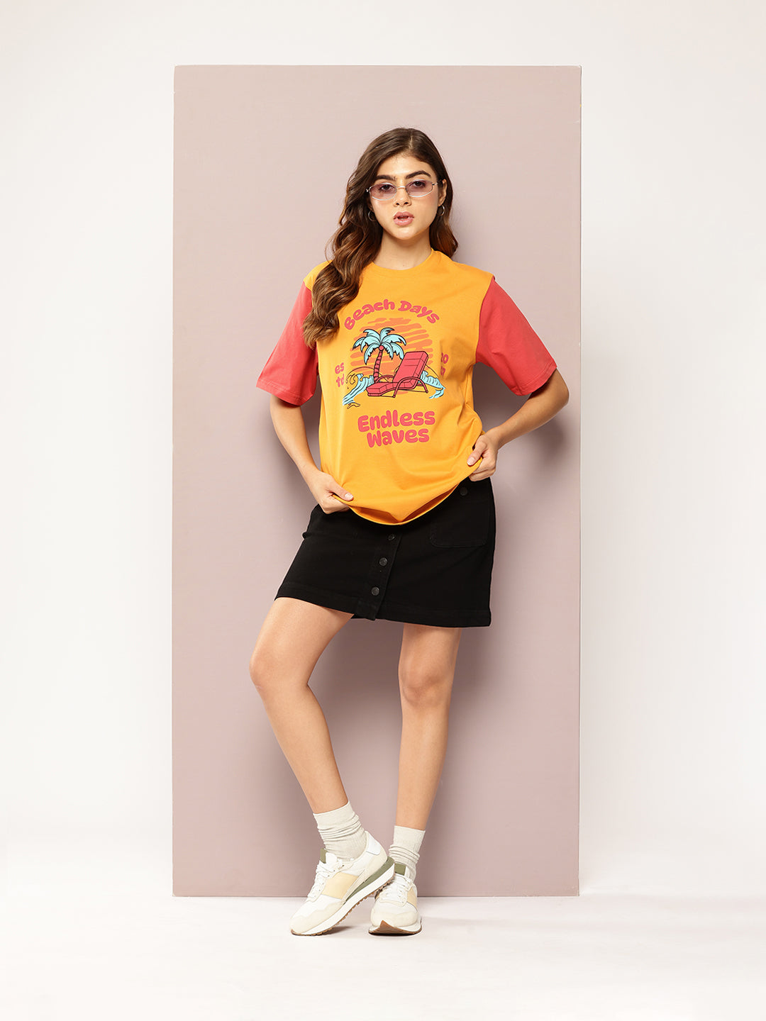 Womens Short Sleeve Printed Oversized Fit Tshirt