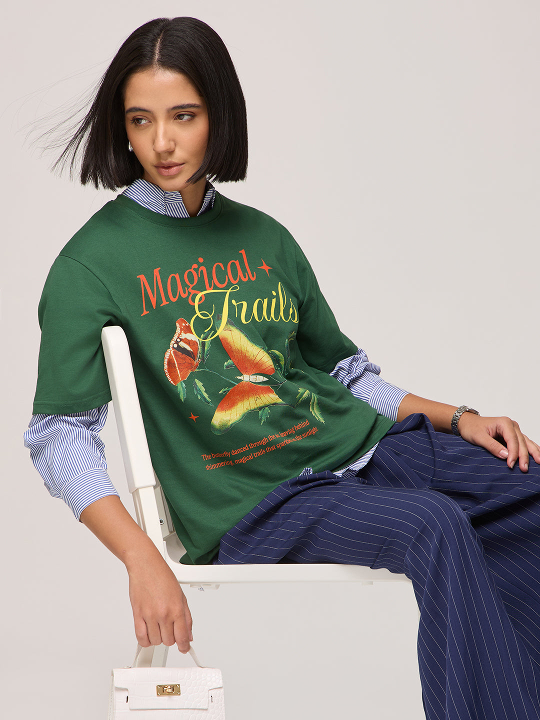 Womens Printed Oversized Fit Cotton T-Shirt
